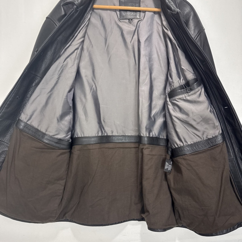 VTG Field Gear Leather Bomber Jacket‎ Heavy Men's Sz M/L Tall Full Zip Buttons - Picture 13 of 14